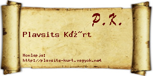 Plavsits Kürt névjegykártya